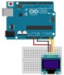 0.96" OLED Kijelző modul I2C kommunikációval kék háttérvilágítású 4 pin - forrasztott pin kivitelű