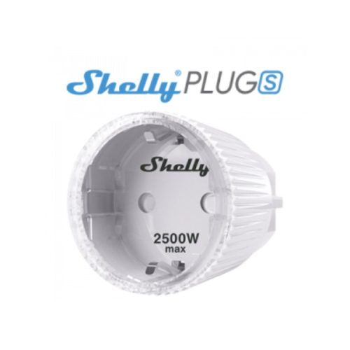 Shelly Plug S WiFi-s, interneten át vezérelhető okoskonnektor, fogyasztásmérővel
