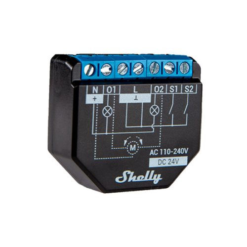 Shelly PLUS 2PM WiFi-s, két áramkörös okosrelé, áramfogyasztás-méréssel
