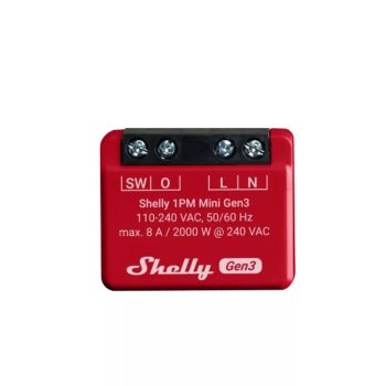   Shelly 1PM Mini Gen3, Wi-Fi + Bluetooth okosrelé, áramfogyasztás-méréssel
