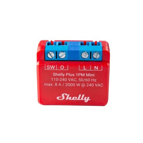 Shelly PLUS 1PM MINI Wi-Fi + Bluetooth okosrelé, áramfogyasztás-méréssel