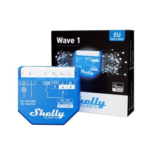Shelly Qubino Wave 1 egy áramkörös okosrelé, Z-Wave protokoll kompatibilis