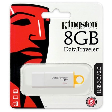 Kingston 8GB Data Traveler Generation 4 USB3.0 pendrive sárga