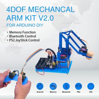   Keyestudio - 4DOF Robotkar KIT váz - 4 tengelyes - összeszerelhető - Joystick-kal - Bluetooth
