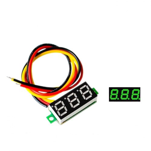 Mini digitális voltmérő -  háromvezetékes- 0,28" kijelző - DC 0V-100V - ZÖLD