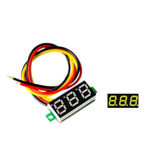 Mini digitális voltmérő -  háromvezetékes- 0,28" kijelző - DC 0V-100V - SÁRGA