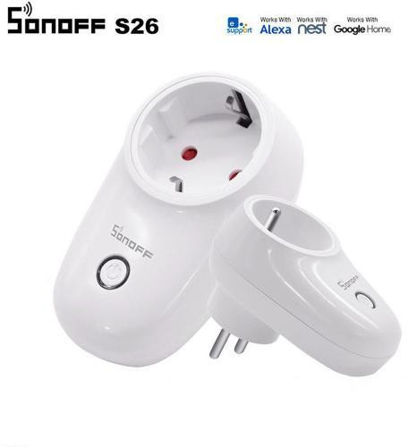 Sonoff S26 WiFi-s, internetről távvezérelhető okoskonnektor -10A AC90V-250V