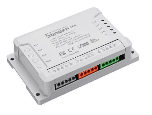 Sonoff 4CH R2 WiFi, négy áramkörhöz, intereneten keresztül vezérelhető kapcsoló relé