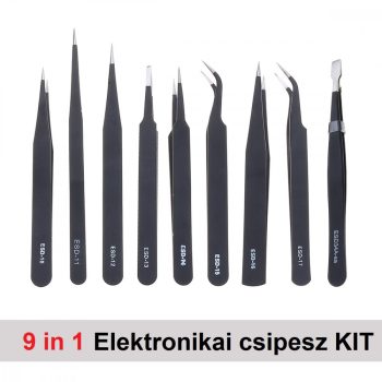 ESD 9 in1 elektronikai csipesz KIT (antisztatikus)
